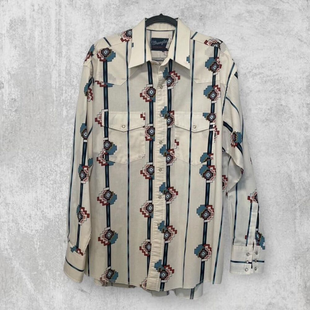 Vintage Wrangler Southwestern Aztec Pearl Snap Western Shirt | XL